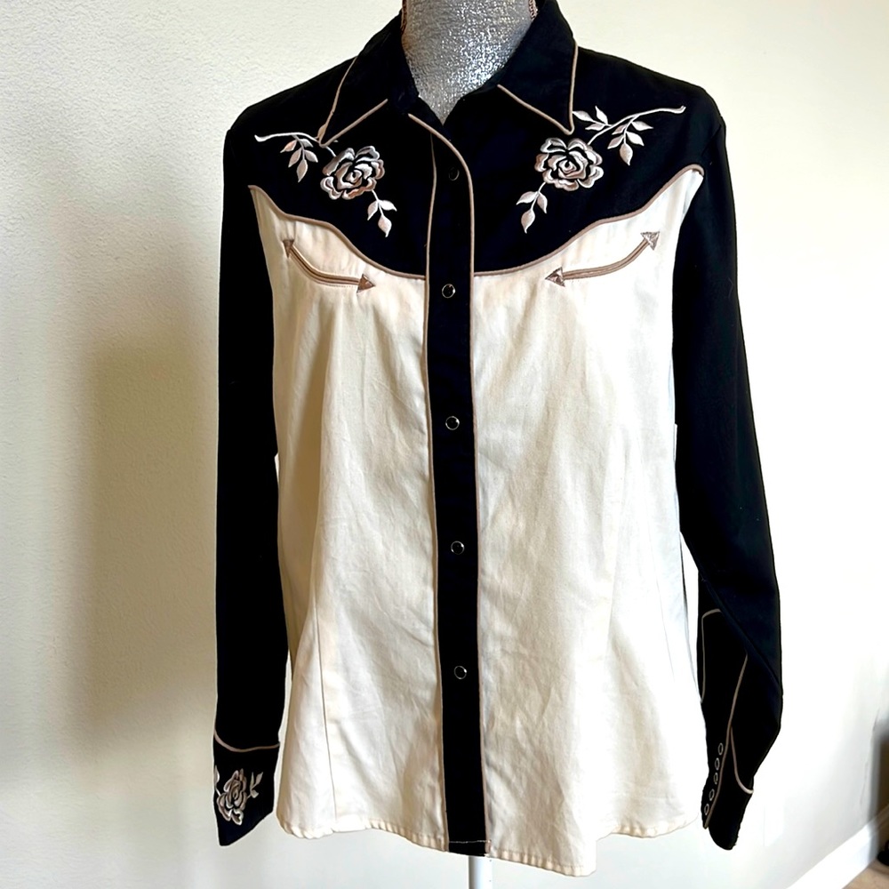 Vintage Roper embroidered Denver Colorado Ranchwear Western snap shirt top XL